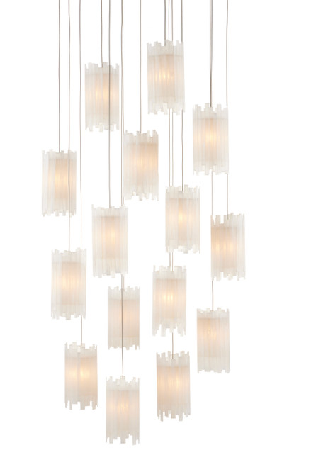 Currey and Company - 9000-0884 - 15 Light Pendant - Escenia - Frosted White/Silver