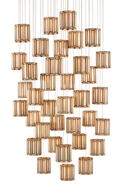 Currey and Company - 9000-0894 - 36 Light Pendant - Daze - Antique Brass/White/Silver
