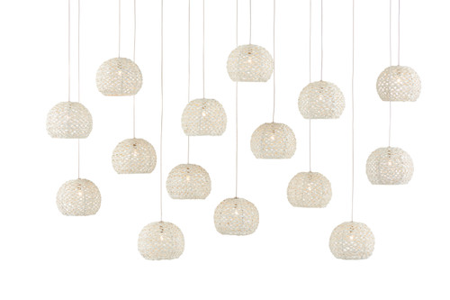 Currey and Company - 9000-0913 - 15 Light Pendant - Piero - Sugar White/Silver