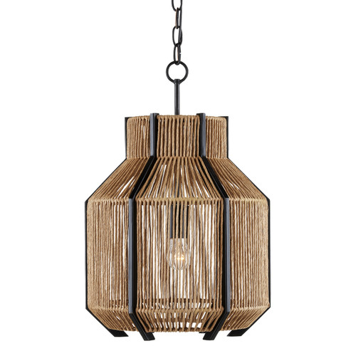 Currey and Company - 9000-0922 - One Light Pendant - Mali - Natural/Satin Black
