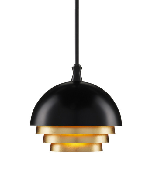 Currey and Company - 9000-0953 - One Light Pendant - Salviati - Black/Gold Leaf