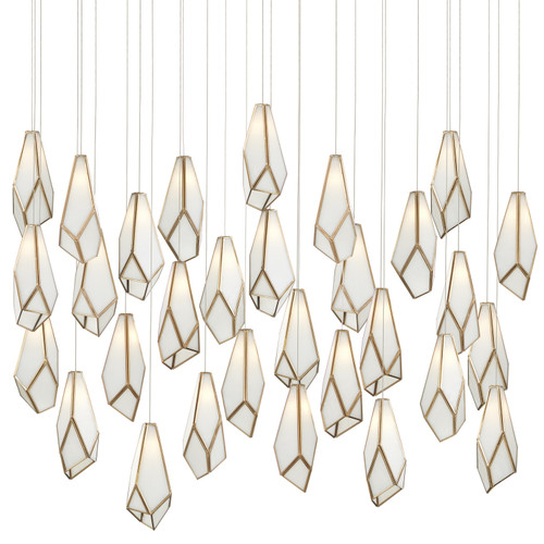 Currey and Company - 9000-1038 - 30 Light Pendant - Glace - White/Antique Brass/Silver