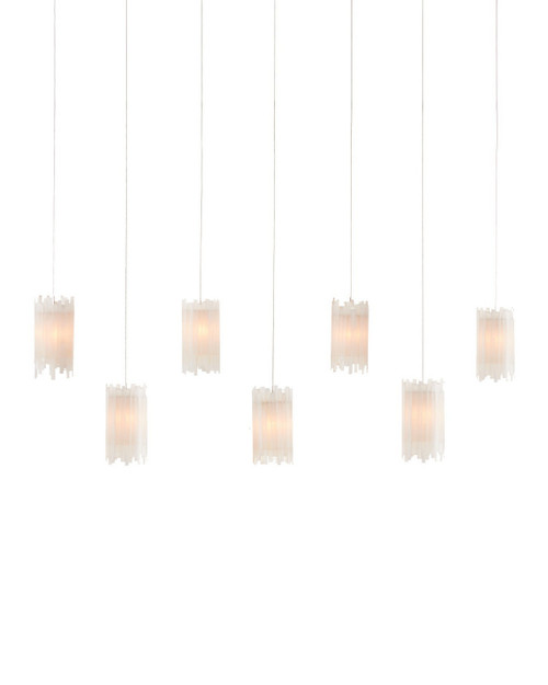 Currey and Company - 9000-1062 - Seven Light Pendant - Escenia - Frosted White/Silver