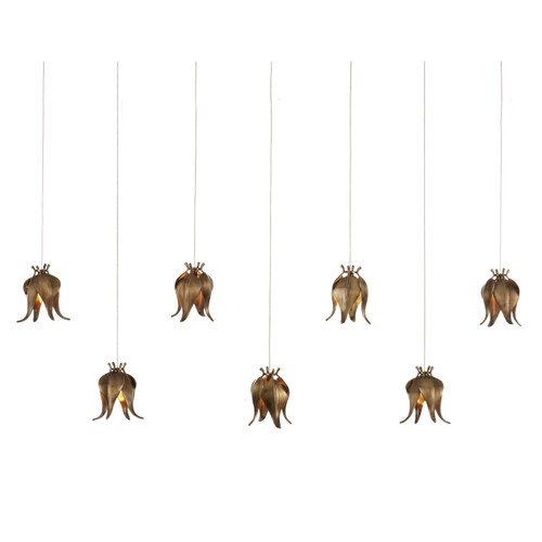 Currey and Company - 9000-1070 - Seven Light Pendant - Iota - Antique Brass/Silver