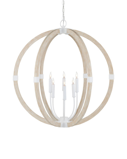 Currey and Company - 9000-1131 - Six Light Chandelier - Bastian - Sugar White/Sandstone