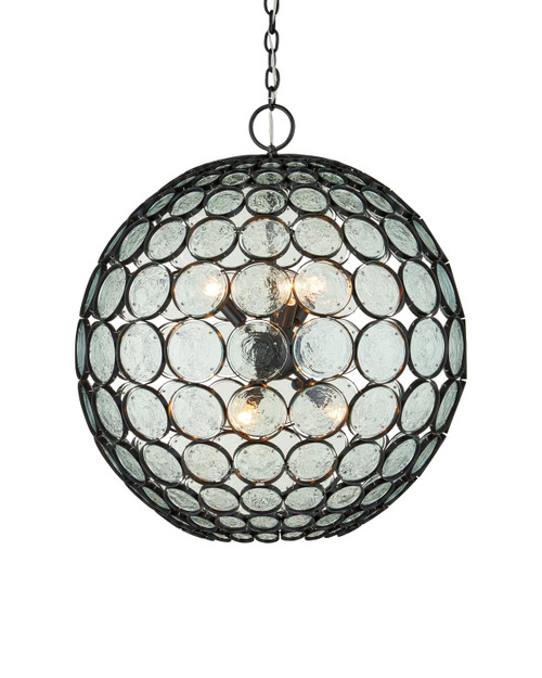 Currey and Company - 9000-1201 - Six Light Chandelier - Etude - Clear/Satin Black