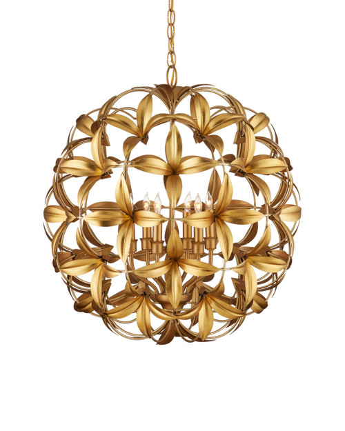 Currey and Company - 9000-1214 - Six Light Chandelier - Helenium - Contemporary Gold Leaf/Contemporary Gold