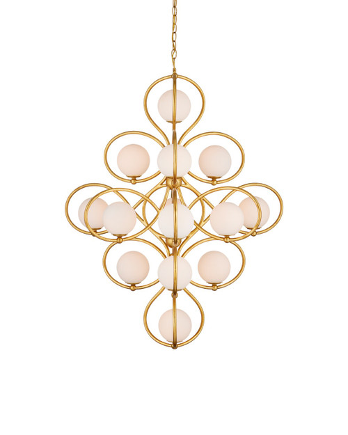Currey and Company - 9000-1216 - 14 Light Chandelier - Storrs - Contemporary Gold Leaf/Contemporary Gold/White