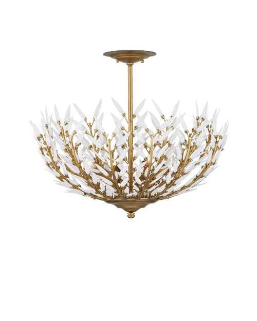 Currey and Company - 9000-1224 - Four Light Semi-Flush Mount - Magnum Opus - Brass/White