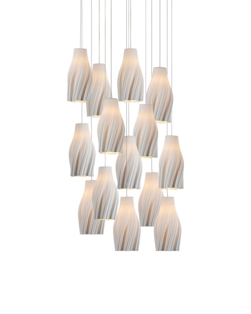 Currey and Company - 9000-1273 - 15 Light Pendant - Posh - White/Silver