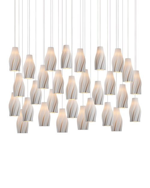 Currey and Company - 9000-1275 - 30 Light Linear Pendant - Posh - White/Silver