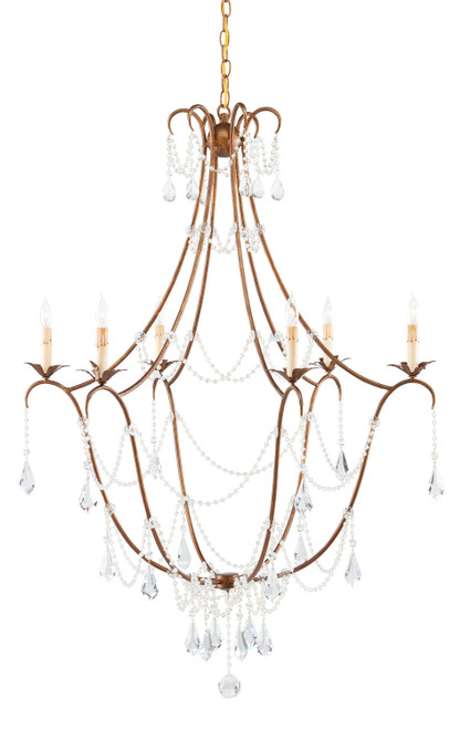 Currey and Company - 9048 - Six Light Chandelier - Elizabeth - Rhine Gold/Clear