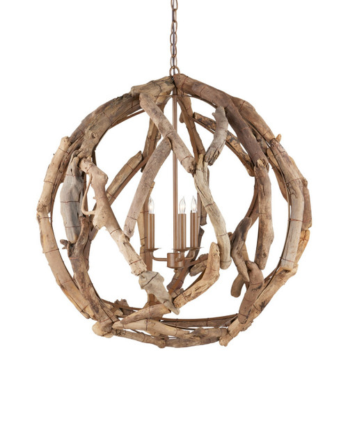 Currey and Company - 9078 - Three Light Chandelier - Driftwood - Natural/Washed Driftwood