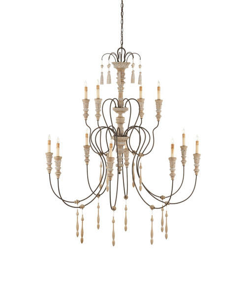 Currey and Company - 9117 - 12 Light Chandelier - Hannah - Stockholm White/Rust