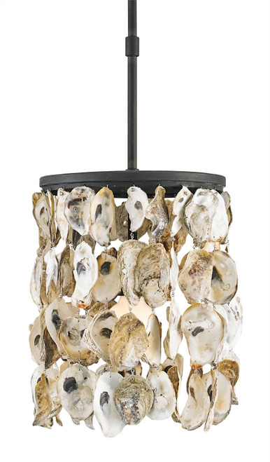 Currey and Company - 9250 - One Light Pendant - Oyster Shell - Natural/Blacksmith