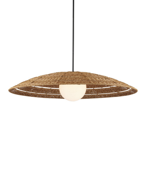 Currey and Company - 9500-0018 - One Light Pendant - Barbary - Natural/Black/Frosted White