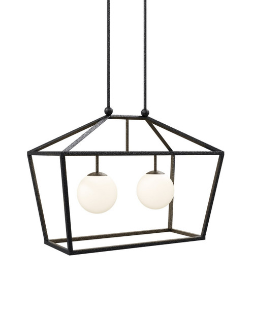 Currey and Company - 9500-0023 - Two Light Lantern - Denison - Black/Frosted White
