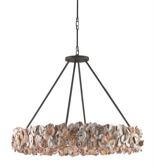 Currey and Company - 9672 - Eight Light Chandelier - Oyster Shell - Natural/Textured Bronze