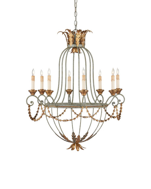 Currey and Company - 9948 - Eight Light Chandelier - Elegance - Etruscan/Gold Leaf