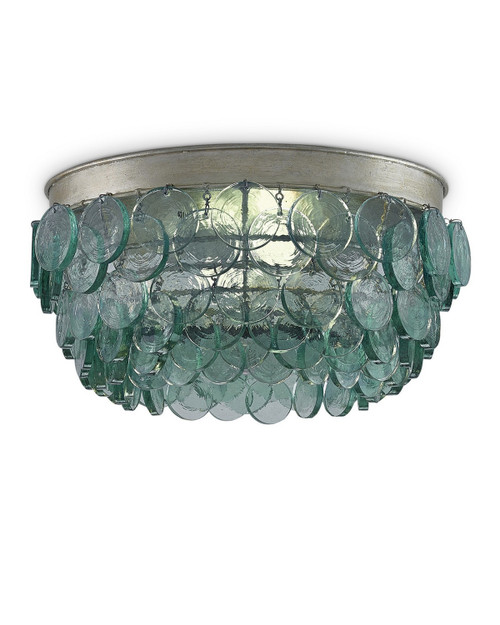 Currey and Company - 9999-0013 - Two Light Flush Mount - Braithwell - Clear/Silver Leaf
