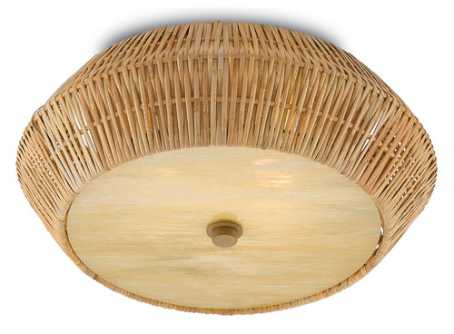 Currey and Company - 9999-0033 - Two Light Flush Mount - Antibes - Natural/Honey Beige/White