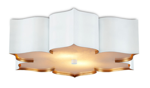 Currey and Company - 9999-0059 - Two Light Flush Mount - Grand Lotus - Sugar White/Contemporary Gold/Gaux Alabaster