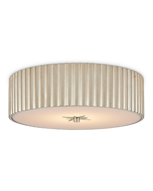 Currey and Company - 9999-0066 - One Light Flush Mount - Caravel - Silver Leaf/White