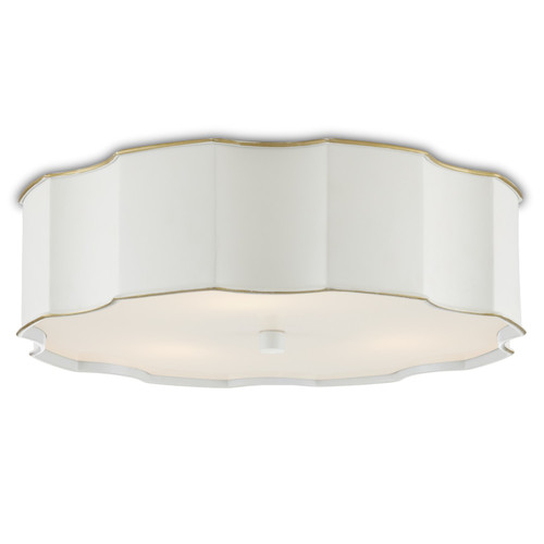 Currey and Company - 9999-0067 - Three Light Flush Mount - Wexford - Snow White/Gold/White