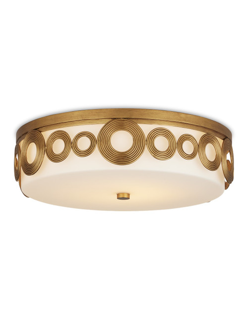 Currey and Company - 9999-0076 - One Light Flush Mount - Gyges - Brass/White