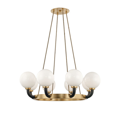 Hudson Valley - 3646-AGB/BK - Eight Light Chandelier - Werner - Aged Brass