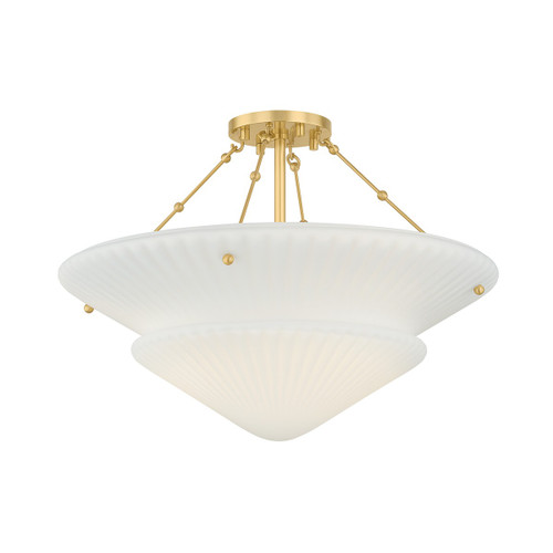 Hudson Valley - 7013-AGB - Three Light Semi Flush Mount - Loburn - Aged Brass