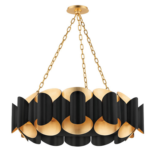 Hudson Valley - 8534-GL/BK - 12 Light Chandelier - Banks - Gold Leaf