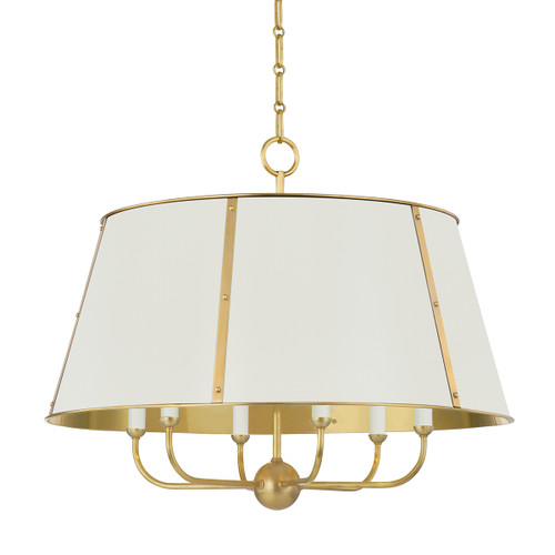 Hudson Valley - MDS121-AGB/OW - Six Light Chandelier - Cambridge - Aged Brass