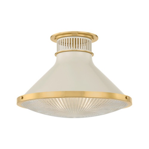 Hudson Valley - MDS2403-AGB/OW - One Light Flush Mount - Highclere - Aged Brass