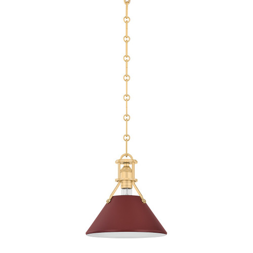 Hudson Valley - MDS351-AGB/CRN - One Light Pendant - Painted No. 2 - Aged Brass