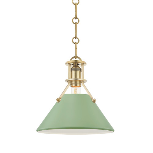 Hudson Valley - MDS351-AGB/LFG - One Light Pendant - Painted No. 2 - Aged Brass