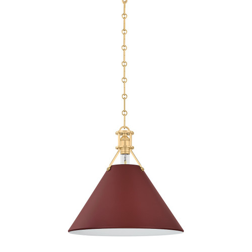 Hudson Valley - MDS352-AGB/CRN - One Light Pendant - Painted No. 2 - Aged Brass