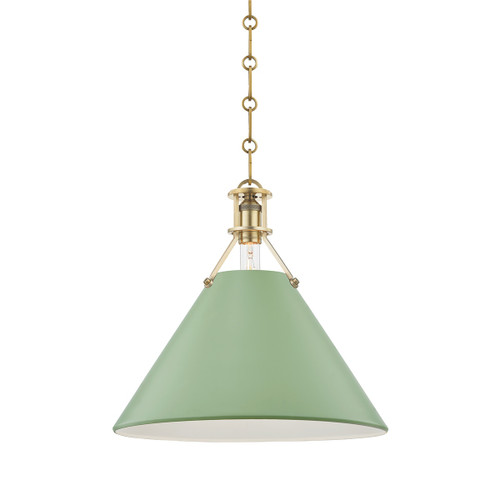 Hudson Valley - MDS352-AGB/LFG - One Light Pendant - Painted No. 2 - Aged Brass