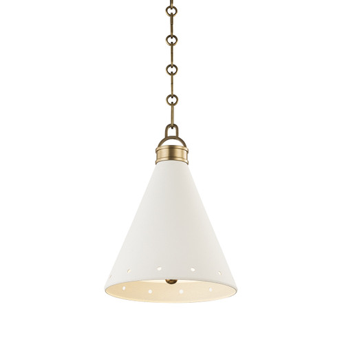 Hudson Valley - MDS400-AGB/WP - One Light Pendant - Plaster No.1 - Aged Brass