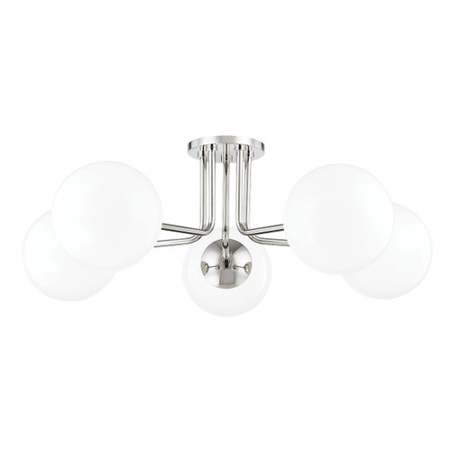 Mitzi - H105605-PN - Five Light Semi Flush Mount - Stella - Polished Nickel