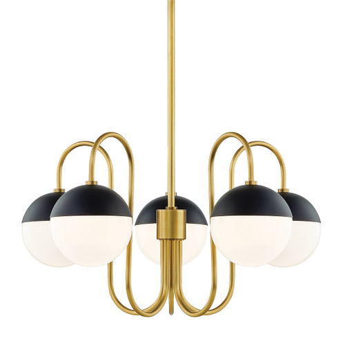 Mitzi - H344805-AGB/BK - Five Light Chandelier - Renee - Aged Brass