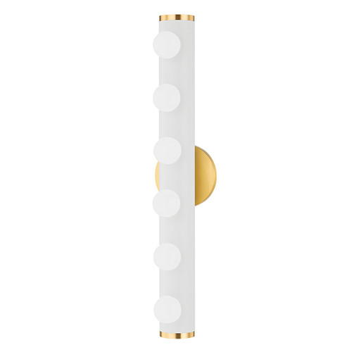 Mitzi - H631306-AGB/TWH - Six Light Bath and Vanity - Penny - Aged Brass/Textured White
