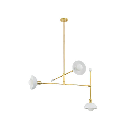 Mitzi - H878803-AGB/SWH - Three Light Chandelier - Billie - Aged Brass