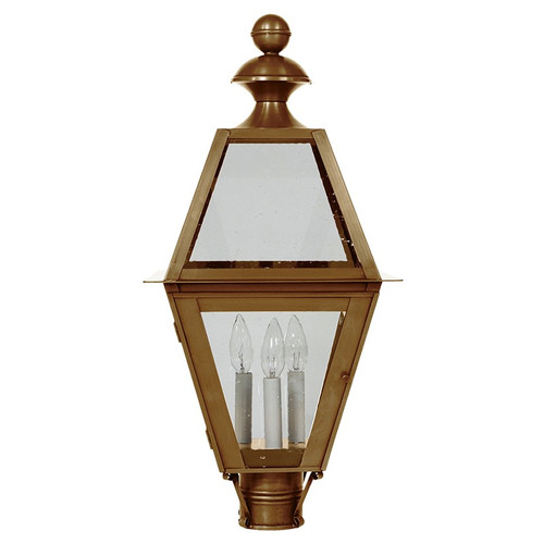 Northeast Lantern - 1023-AB-LT3-CSG - Three Light Post Mount - Boston - Antique Brass
