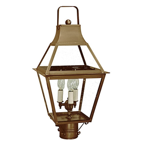 Northeast Lantern - 2243-AB-LT3-CSG - Three Light Post Mount - Uxbridge - Antique Brass