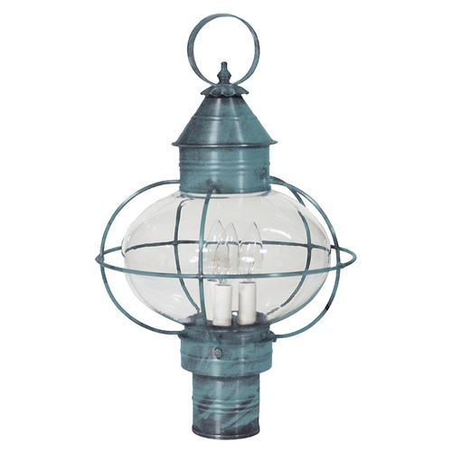 Northeast Lantern - 2543-VG-LT3-CLR - Three Light Post Mount - Onion - Verdi Gris