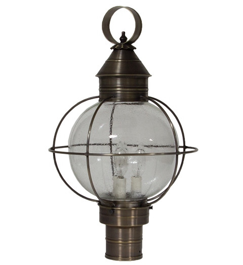 Northeast Lantern - 2843-DAB-LT3-CSG - Three Light Post Mount - Round - Dark Antique Brass