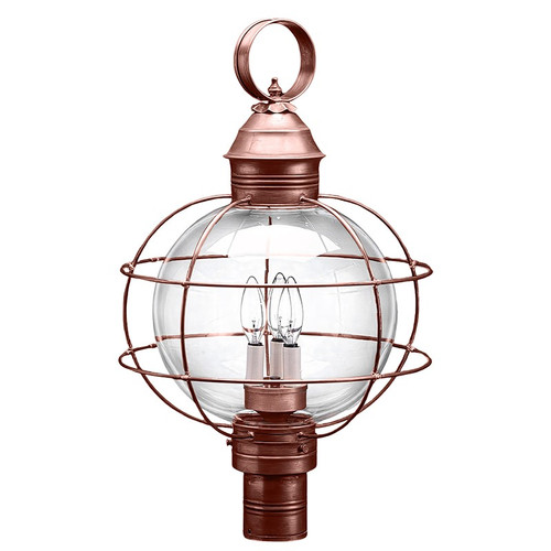 Northeast Lantern - 2853-AC-LT3-CLR - Three Light Post Mount - Round - Antique Copper