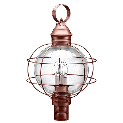 Northeast Lantern - 2853-AC-LT3-CSG - Three Light Post Mount - Round - Antique Copper