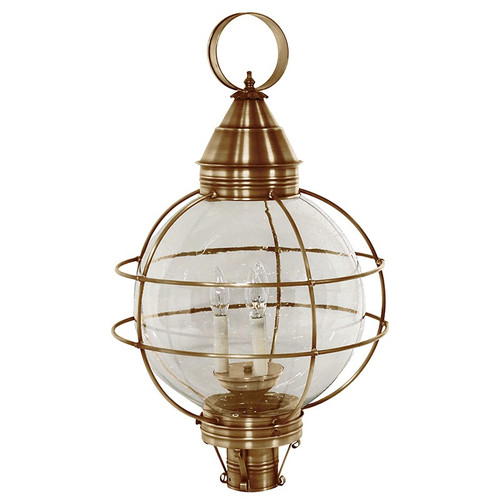 Northeast Lantern - 2863-AB-LT3-CSG - Three Light Post Mount - Round - Antique Brass
